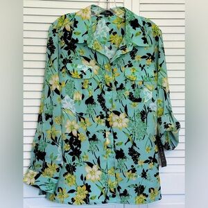 Elementz Floral Ladies Button Down Shirt - PXL